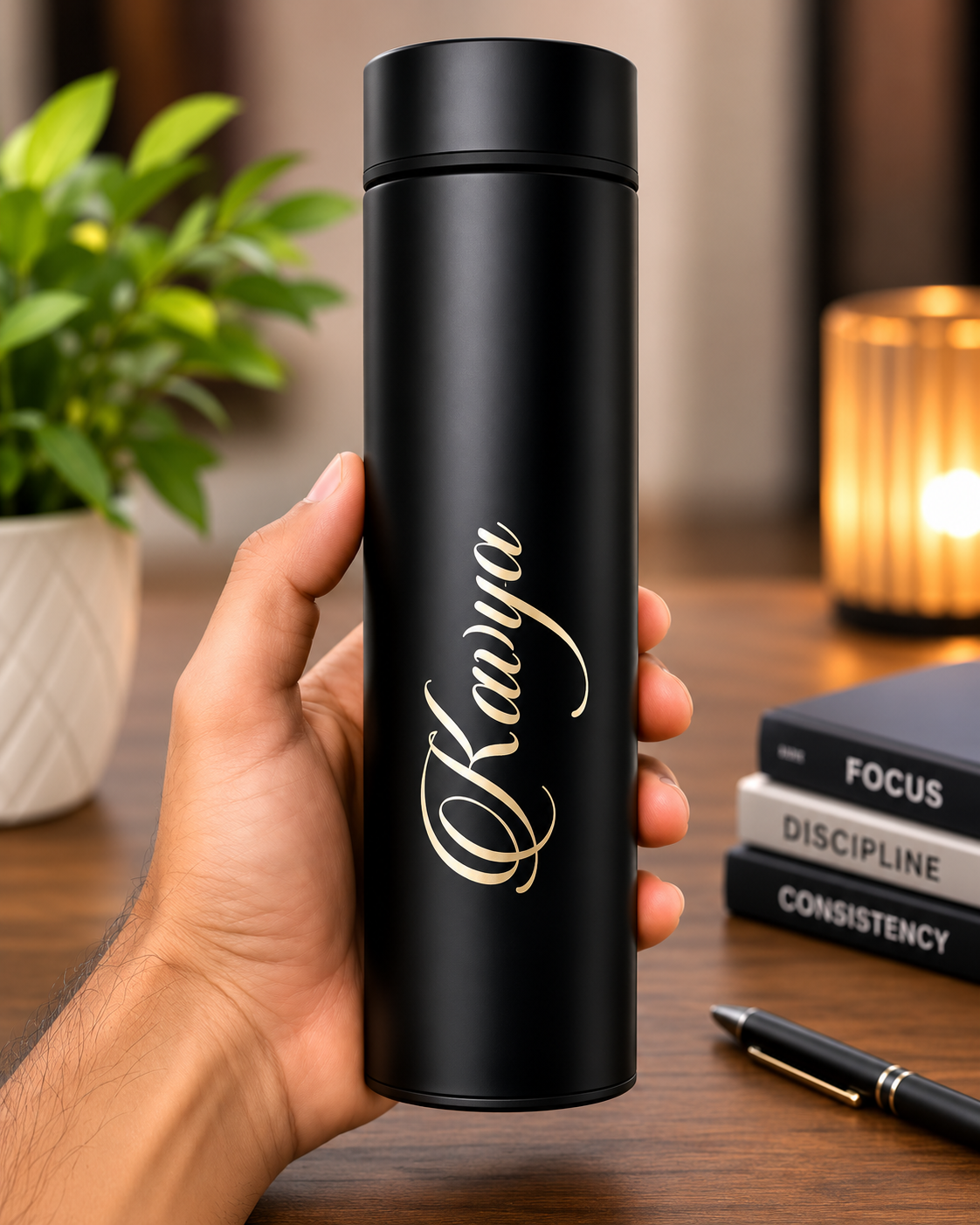 Personalized Stainless Steel Sports Water Bottle with LED Temperature Display